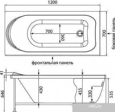 Ванна Aquanet West 120x70