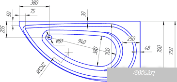 Ванна 1Марка Piccolo 150x75L (с каркасом)
