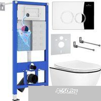 Roxen Antares Black в комплекте с инсталляцией StounFix Dual Fresh 6 в 1 964658 (кнопка: хром глянец