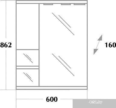 Onika Шкаф с зеркалом Элита 60.02 правый (белый) [206020]