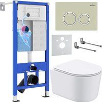 Roxen Simple Compact в комплекте с инсталляцией StounFix Dual Fresh 6 в 1 966278 (кнопка: бежевый)