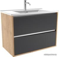 ЗОВ Тумба с умывальником Парма 70 P70LHO0MBPMC1A-OL70 (дуб/черный)