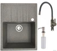 БелЭворс Vega R + смеситель W74004-9 + дозатор L405-1 (серый/сатин)