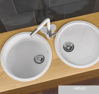 Кухонная мойка KitKraken Duo Spring C-510 с разделочной доской (белый)
