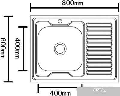 Кухонная мойка Sinklight 8060 (правая, матовая, глубина чаши 16 см, сталь 0.4)