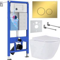 Roxen Antares в комплекте с инсталляцией StounFix Dual Fresh 6 в 1 968010 (кнопка: золото глянцевое