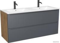 ЗОВ Тумба с умывальником Дион 120 D120LHO0M7015MKV5-OL120 (графит матовый/дуб)