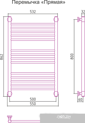 Полотенцесушитель Сунержа Богема+ 800x500 00-0220-8050