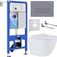 Roxen Antares 530185-01 в комплекте с инсталляцией StounFix Dual Fresh 6 в 1 966771 (кнопка: серый г