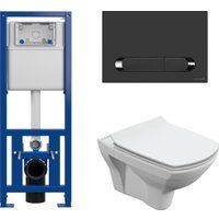 Cersanit Carina New Clean On с инстал. Link Pro (с кнопкой Estetica 64112 черный/хром)