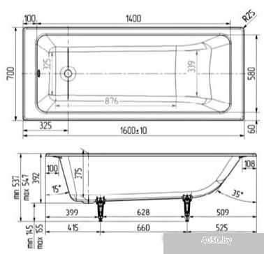 Ванна Wotte Line 160x70
