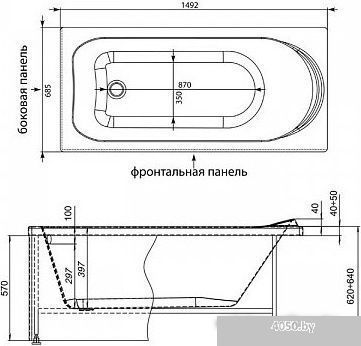 Ванна Aquanet Nord 150x70 (с каркасом и экраном)