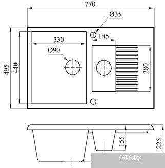 БелЭворс Forma L + смеситель W4998-3-22 (черный)