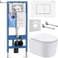 Roxen Simple Compact в комплекте с инсталляцией StounFix Dual Fresh 6 в 1 868627 (кнопка: браширован