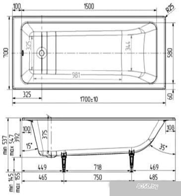 Ванна Wotte Line 170x70