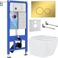 Roxen Cube в комплекте с инсталляцией StounFix Dual Fresh 6 в 1 968014 (кнопка: золото глянцевое )