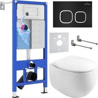 Roxen Egg в комплекте с инсталляцией StounFix Dual Fresh 6 в 1 964079 (кнопка: черный матовый)