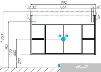 Акватон Тумба под умывальник Флай 100 1A237501FAX10 (белый/дуб крафт)