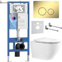 Roxen Antares Tornado Long в комплекте с инсталляцией StounFix Dual Fresh 6 в 1 868449 (кнопка: золо