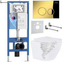 Roxen Antares Tornado Long в комплекте с инсталляцией StounFix Dual Fresh 6 в 1 868431 (кнопка: золо