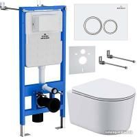 Roxen Simple Compact в комплекте с инсталляцией StounFix Slim 6 в 1 906789 (кнопка: белый глянец)