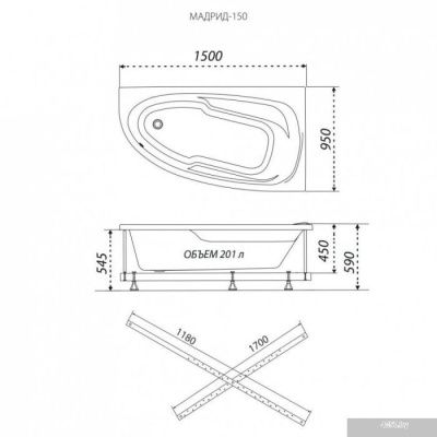 Ванна 1AcReal Мадрид 150х95 R