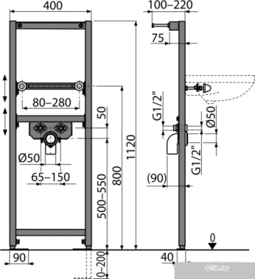 Инсталляция для раковины Alcaplast A104/1120