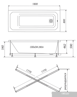 Triton Прага гидромассажная 180x80 Базовая