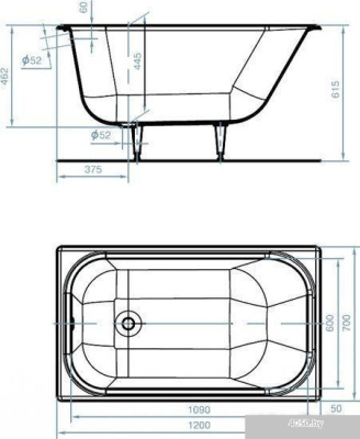 Ванна Универсал ВЧ-1200 Каприз 120x70 (1 сорт, с ножками)