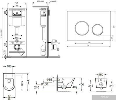 Унитаз Lavinia Boho Biore Compacto Rimless 6 в 1 77050179 (белое стекло)