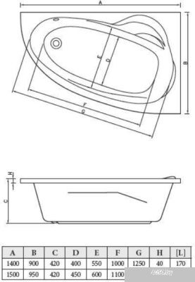 Bonito Home Emilia 140x90 L (с ножками)