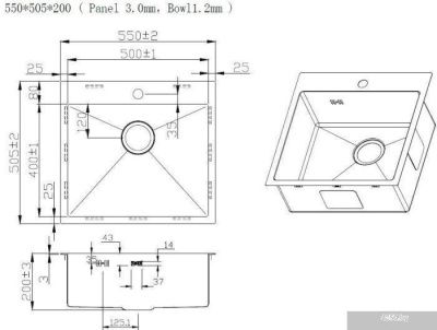 Кухонная мойка ZorG ZRN 5055 Nano PVD Gunblack 3 мм