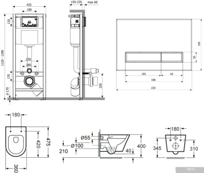 Унитаз Lavinia Boho Biore Compacto Rimless 6 в 1 77040093