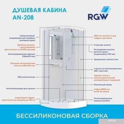RGW AN-208 381320899-12 90x90 (хром-матовый/прозрачное стекло)