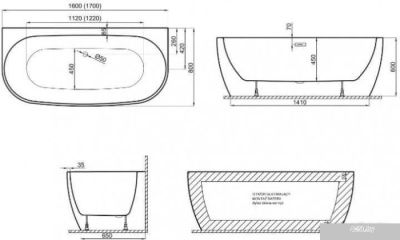 Polimat Risa 170x80 (пристенная, белый)
