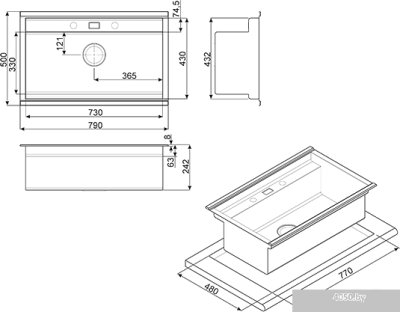Кухонная мойка Smeg VQMX79N2