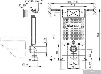 Инсталляция для унитаза Alcaplast A102/1000