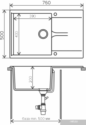Кухонная мойка Polygran Gals 760 (черный 16)