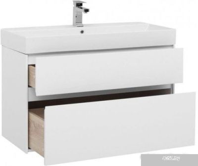 Aquanet Тумба Бруклин 100 00212599 с умывальником Slim Synergy (белый)