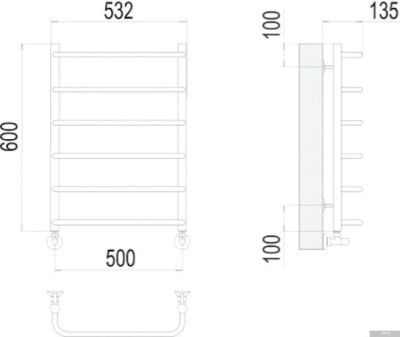 Полотенцесушитель TERMINUS Стандарт П6 500x600 нп