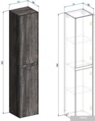 BelBagno Шкаф-пенал Kraft-1600-2A-SC-PP-L (pino pasadena)