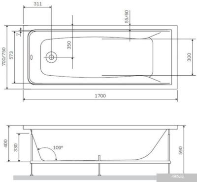 Ванна AM.PM Gem W90A-170-070W-A (с каркасом)