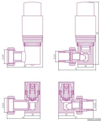 Сунержа 3D правый G 1/2 НР х G 3/4 НГ (набор) 31-1422-6205