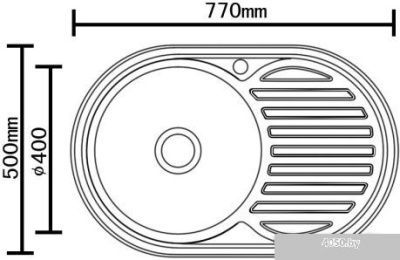Кухонная мойка Sinklight 7750B (правая, матовая, глубина чаши 18 см, сталь 0.8 мм)