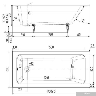 Универсал Оптима Ультра 170x80 (с ножками)