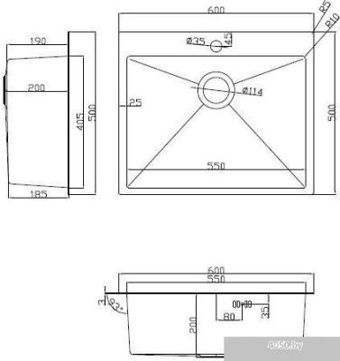 ARFEKA ECO AR мойка 600*500, коландер, дозатор SATIN