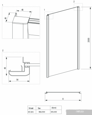 Душевая стенка Deante Cynia 90 KTC 031S (хром/прозрачное)