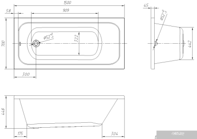 Ванна Ventospa Mitra 150x70 (с каркасом и экраном)