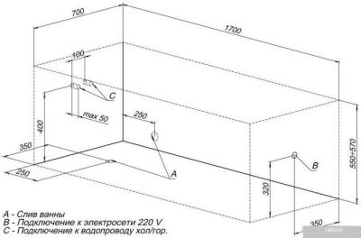 Ванна Aquanet Dali 170x70