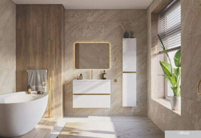 ЗОВ Тумба с умывальником Лира 100 L100MW0MWGVG-OL100 (белый глянец)